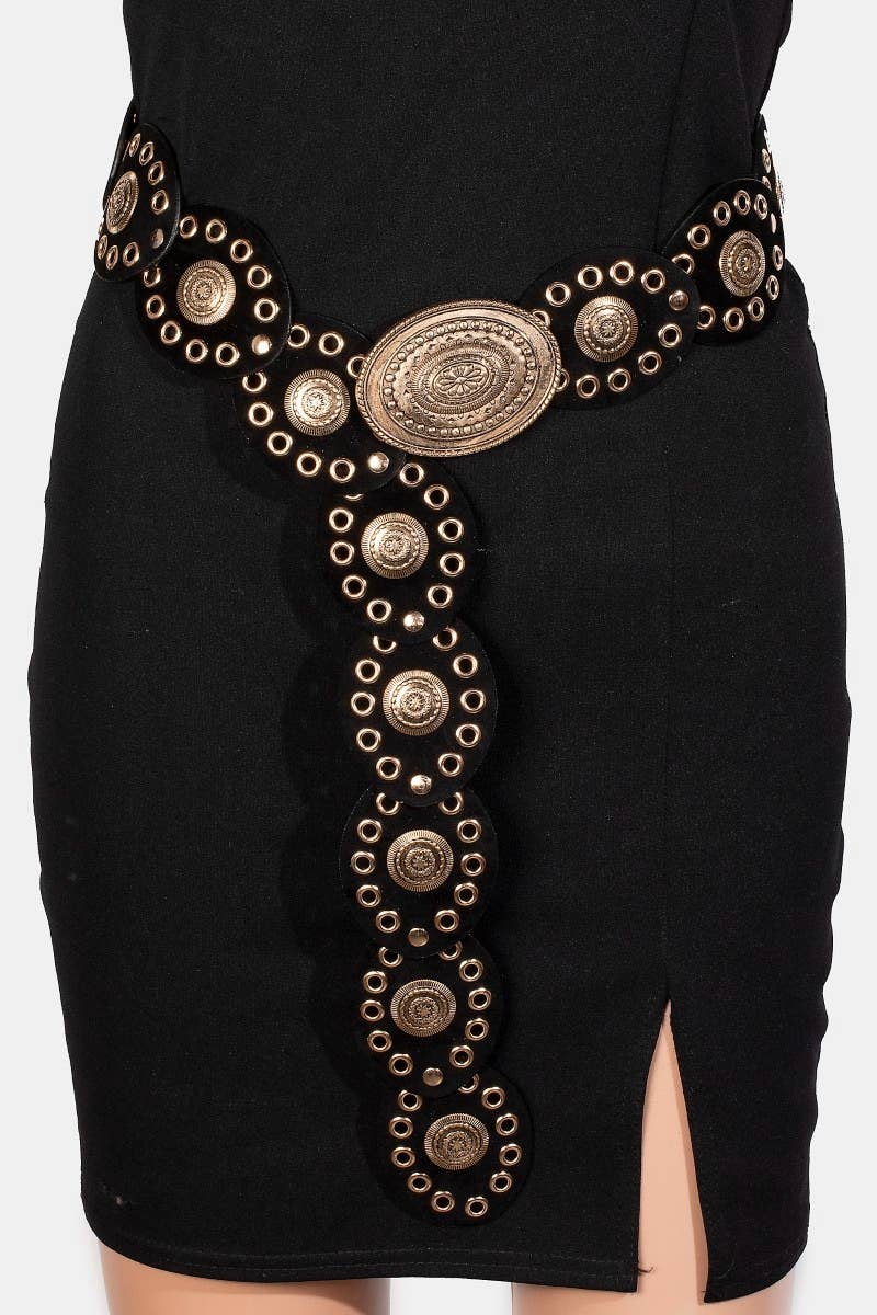 Large Ornate Western Oval Disc Belt