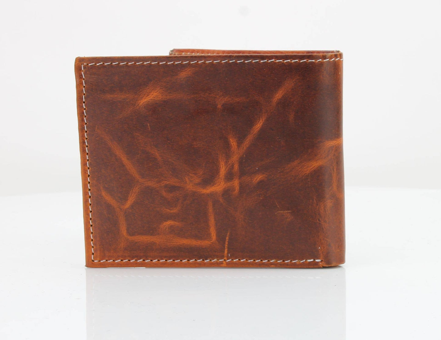 American Bison Oil Pull Up Bifold Wallet Tooled  ABW028
