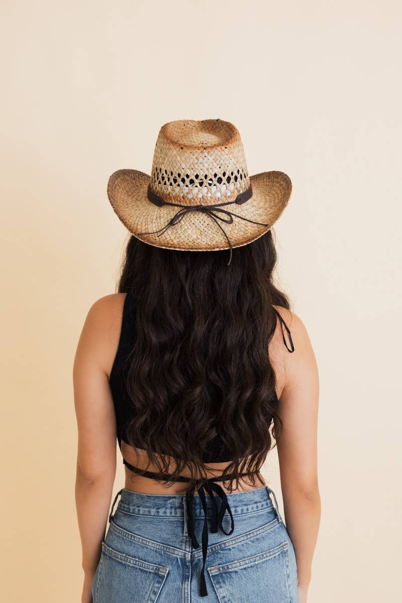 Turquoise Crown Burnt Ombre Western Cowgirl Rancher Hat