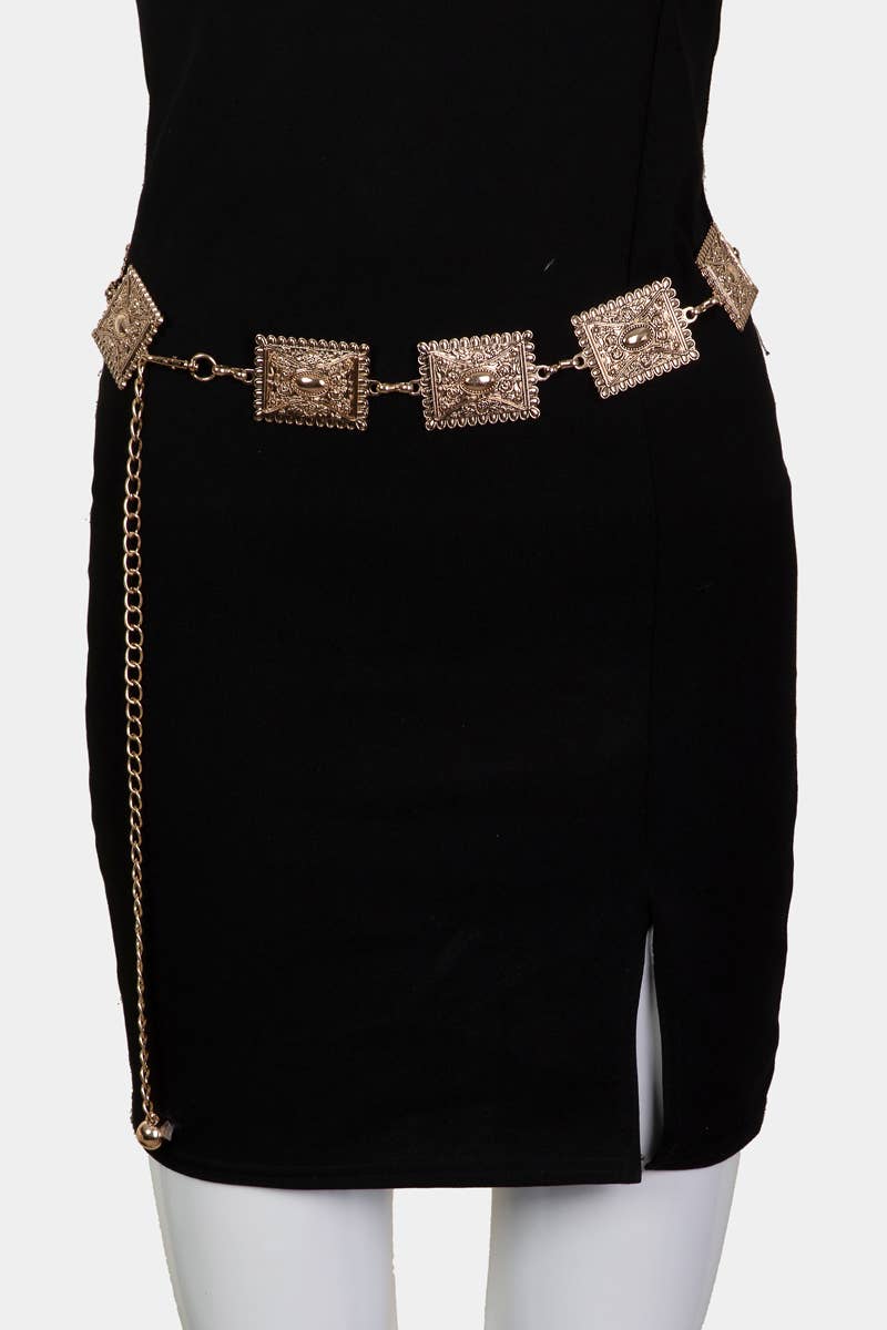 Ornate Rectangle Disc Chain Belt