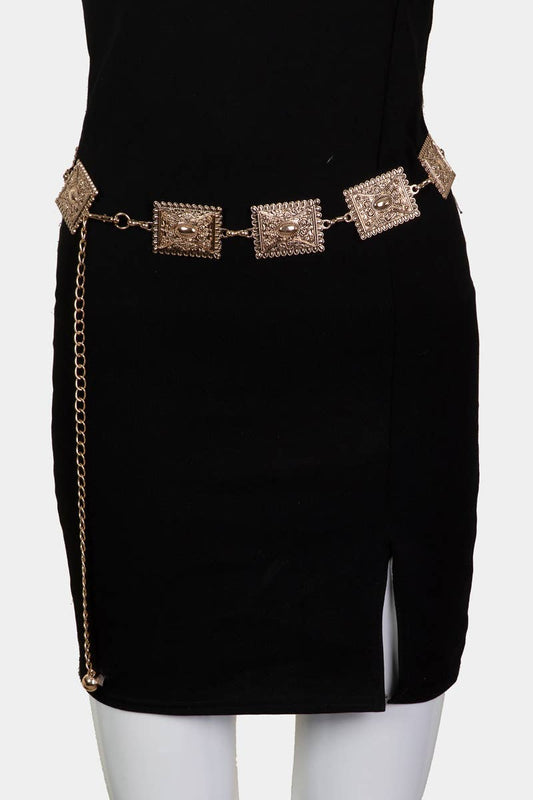 Ornate Rectangle Disc Chain Belt