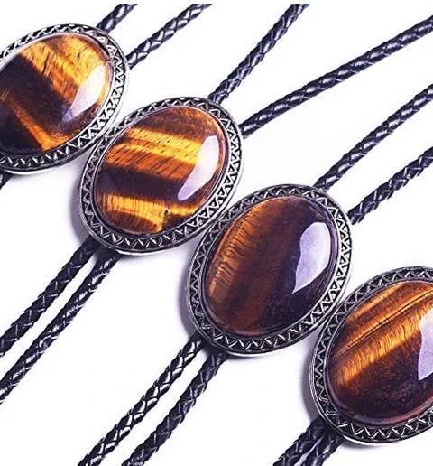 Corbata de bolo vaquera de ojo de tigre GENUINO estilo occidental