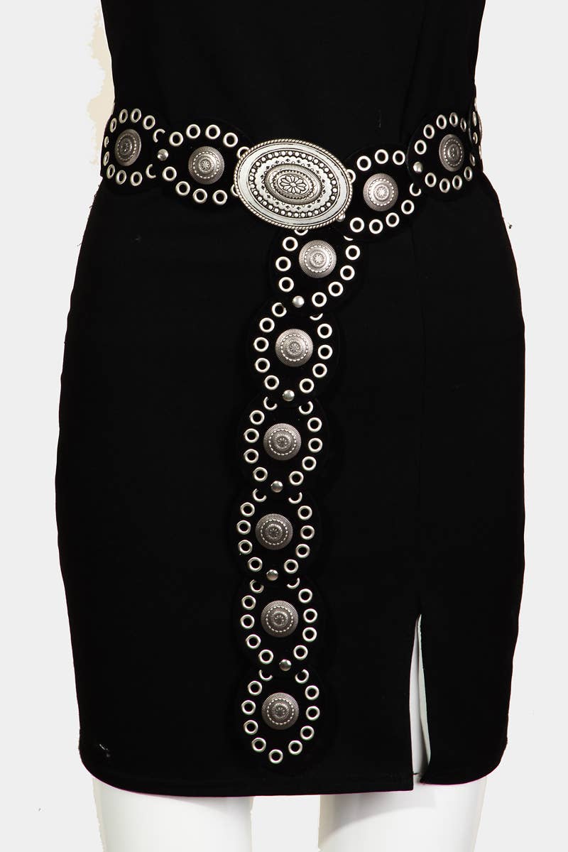 Large Ornate Western Oval Disc Belt