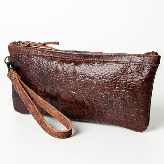 ADBG768 Croc-Embossed Genuine Leather Western Wristlet American Darling