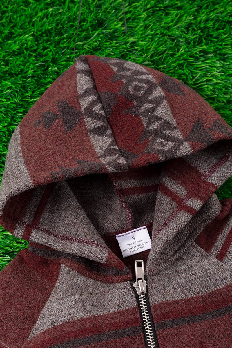 SUDADERA ESTAMPADA AZTECA CON BOLSILLO. TPG65113040 -NAY